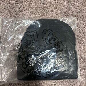 Black Beanie Hat with Cross Emblem